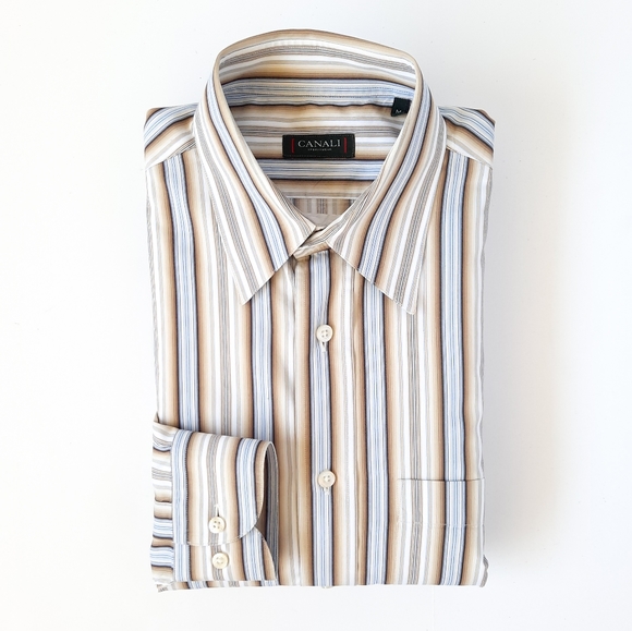 Canali Other - Canali Italian Cotton Shadow Stripe Sport Shirt